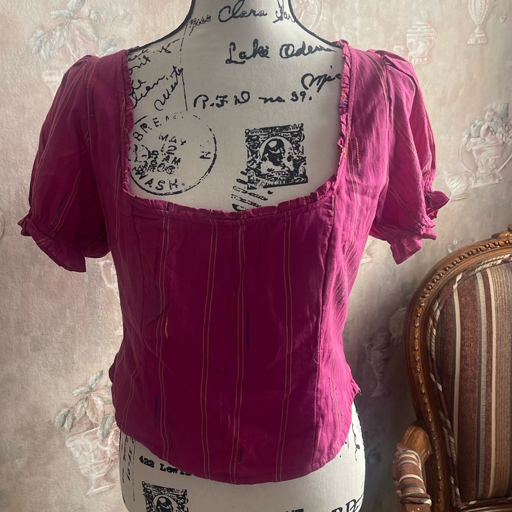 FREE PEOPLE SEROTONIN PINK MEDIUM SHORT SLEEVE TOP - Picture 4 of 7